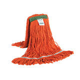 Syn-Pro® Synthetic Narrow Band Wet Orange Looped End Mop - 32 Oz color:Green/Orange
