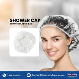 Shower Hair Cap clear Guest Bathroom Amenity individually wrapped White Plastic Bags bulk Economy packing 200's/ box