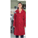 Long Coats (Butcher Style) 100% Poly 3 Pockets Dome Closures Color White Available sizes XS-XL (Sold as 6's/ Pack)