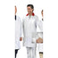 Abrigo largo estilo BUTCHER, cierre de cúpula, 3 bolsillos, puños de punto y cuello con ribete granate, 100 % poliéster, color blanco, tallas XS-XL, paquete de 3