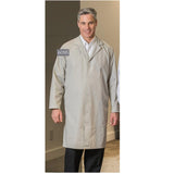 Menâ€™s Premium Lab Coats Snap Closures Fabric twill 5.5oz Poplin 65/35 Poly/Cotton design No Pockets Color GREY Available sizes XS-XL (Sold as 6's/ Pack)