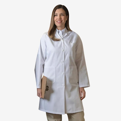 PREM. LAB Coat Women Snap Closure w/ and w/o Elastic Cuffs 3 Pockets 100% Cotton Color LIGHT Blue sizes XS-XL 3/Pack
