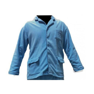 Patient's Top SHIRT Fold Collar with Buttons Fabric Poly Fleece Color BLUE