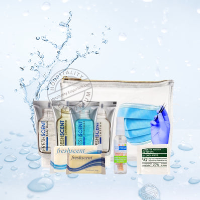 Guest Sanitization Hygiene Kit FreshScent 10 items count in Zipper Vinyl Bag (Count 24's/Pack)