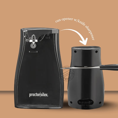 Proctor Silex Can Opener Power OpenerTM w/Knife Sharpener, ASO, Black