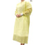 Bata de aislamiento desechable con puños de punto, tela no tejida, 35 g/m², PP+PE, color amarillo, paquete de 10