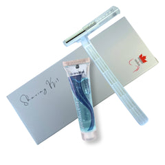 Kit de afeitado Maquinilla de afeitar Twin Blades Blanca + Crema de afeitar FreshScent 18-25ml Multiusos Amenidad de baño Premium Caja individual embalaje 200's/ Caja