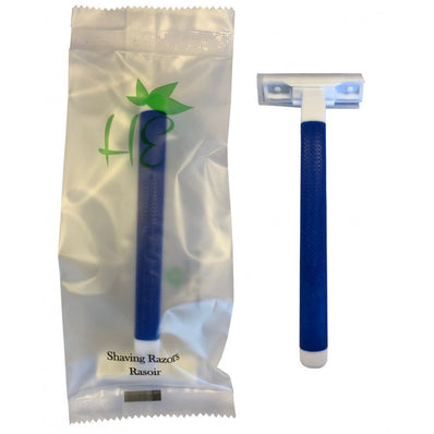 Shaving Razor Twin Blades Guest Bathroom Amenity individual in Clear plastic Bag Economy Packing (Count 200's/Pack)