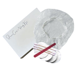 Gorro de ducha + Kit de tocador (Bastoncillos de bambú + Discos de algodón + Lima de uñas) Amenidad de baño para invitados Embalaje en caja individual premium 200's / Caja