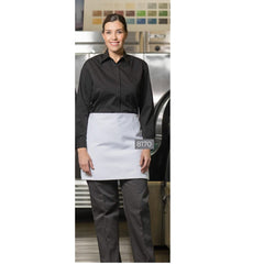 Standard 4-way Aprons  32"W X 35"L Fabric twill 7.1oz 100% Spun Poly design No Pockets color  BLACK, OR WHITE WITH RED HEM STITCH  12's/ pack