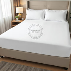 SÁBANAS AJUSTABLES TC-180 Tejido de percal de fabricación estadounidense BLANCO para camas de hospitalidad Embalaje 24/caja Thomaston Mills
