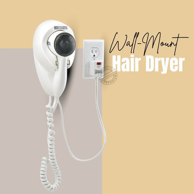 Hamilton Beach Wall Mount Hair Dryer, 1500 Watts, Auto Safety Shut Off, Toggle Switch, Nightlight on Plug , White