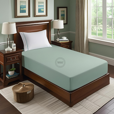 TC-180 FITTED SHEETS percale fabric color Seafoam size TWIN Beds Hospitality  Thomaston Mills