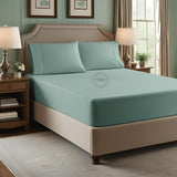 SÁBANAS PLANAS TC-180 Tejido de percal de fabricación estadounidense color VERDE ESPUMA DE MAR para camas de hospitalidad de atención médica Embalaje 24/caja Thomaston Mills