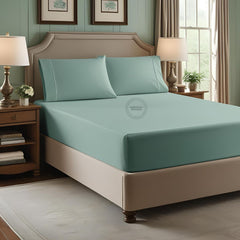 SÁBANAS PLANAS TC-180 Tejido de percal de fabricación estadounidense color VERDE ESPUMA DE MAR para camas de hospitalidad de atención médica Embalaje 24/caja Thomaston Mills