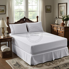 Sábana ajustable de algodón y poliéster de percal premium T-250 TWIN de 39" x 80" x 12" Thomaston Mills USA, color blanco, paquete de 3