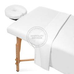 Spa Sheet Set (flat + fitted + face rest cover) Microfiber Plush color WHITE 3 pc/ set