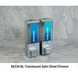 iQon Liquid Bath Amenities Dispenser 2-Chambers color Satin Silver & Transluscent