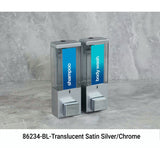 iQon Liquid Bath Amenities Dispenser 2-Chambers color Satin Silver & Transluscent