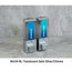 Dispensador de artículos de baño líquidos iQon de 2 compartimentos, color plateado satinado y translúcido, paquete de 1