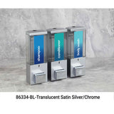 iQon Liquid Bath Amenities Dispenser 3-Chambers color Satin Silver & Transluscent