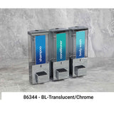 iQon Liquid Bath Amenities Dispenser 3-Chambers color Chrome & Transluscent 