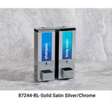 iQon Liquid Bath Amenities Dispenser 2-Chambers color Solid Satin Silver & Chrome 