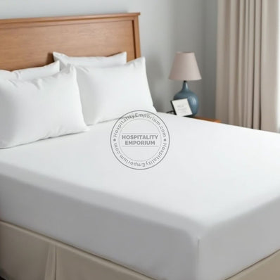TC-180 FITTED SHEETS percale fabric White size KING Beds Hospitality  Thomaston Mills
