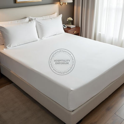 TC-180 FITTED SHEETS percale fabric White size KING Beds Hospitality  Thomaston Mills