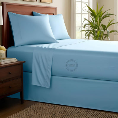 TC-180 FITTED SHEETS percale fabric color Blue size FULL Beds Hospitality  Thomaston Mills