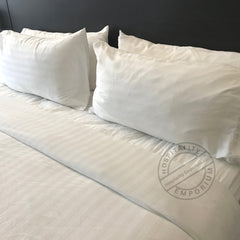 T-250 Striped (1cm Wide) 60%C-40%P Luxury Percale Double FITTED sheet 54"x80"x15" Thomaston Mills USA 3/Pack