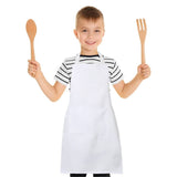 Delantal para niños sin bolsillos Tejido de sarga 7,1 oz 100 % poliéster hilado Tamaño 16 pulgadas de ancho x 21 pulgadas de largo Color blanco Paquete de 6