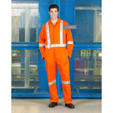 Coveralls 100% Cotton Twill 2" Silver Tape Concealed Metal Buttons, Straight Back Available sizes Reg-Tall Color Orange (Sold as 1's/ Pack)