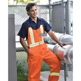 Bib-Overalls 100% Cotton Twill with 2â€ Reflective Tape, Zipper Front, Adjustable Shoulder Straps Multiple Pockets MULTICOLOR Available sizes SM-XL (Sold as 1's/ Pack)