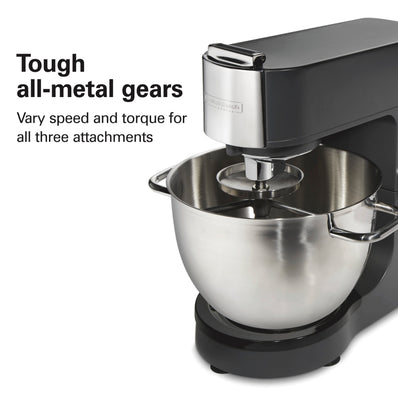 HAMILTON BEACH Stand Mixer – 8 Quart/ Liter , 800 Watts, 7 Speed, 3 Attachments