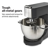 HAMILTON BEACH Stand Mixer – 8 Quart/ Liter , 800 Watts, 7 Speed, 3 Attachments