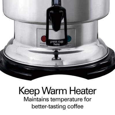 HAMILTON BEACH 60-Cup Coffee Urn, Stainless Steel Exterior, Ready-to-Serve Light