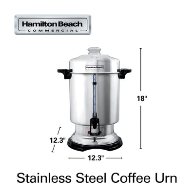 HAMILTON BEACH 60-Cup Coffee Urn, Stainless Steel Exterior, Ready-to-Serve Light