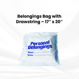 FreshScent Belongings Bag with drawstring (white with blue imprint) 17" x 20"