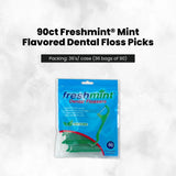 FreshMint Mint Flavored Dental Floss Picks Packing 36's bag 90 counts/cs