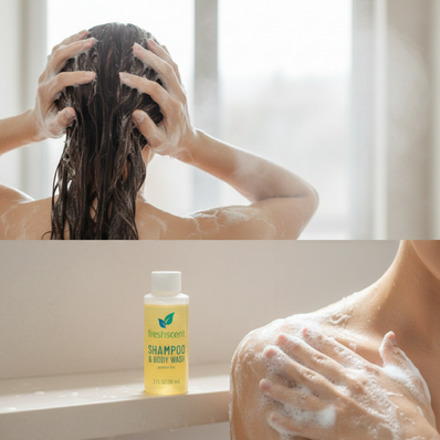 FreshScent 2 oz. Shampoo and Body Bath (clear bottle) 96's units/cs