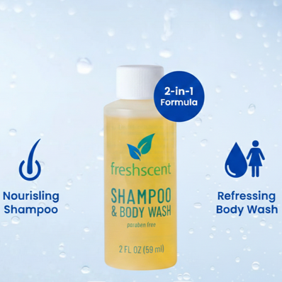 FreshScent 2 oz. Shampoo and Body Bath (clear bottle) 96's units/cs