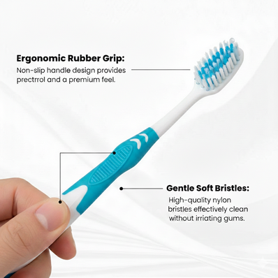 FreshMint Adult Rubber Handle Nylon Toothbrush 864's units/cs