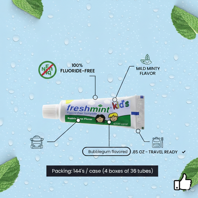 FreshMint 0.85 oz. Kids Fluoride-Free Toothpaste 144's units/cs