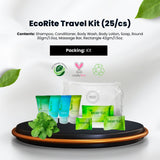 EcoRite Travel Kit 25/cs - Shampoo, Conditioner, Body Wash, Lotion, Soap, Massage Bar