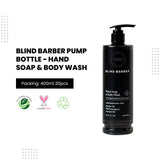 Blind Barber Pump Bottle - Hand Soap & Body Wash 13.5oz, 400ml (Count 20's/Pack)