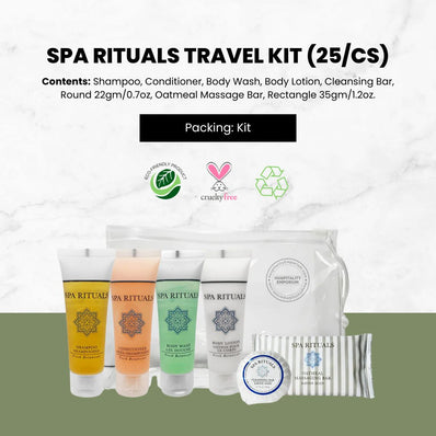 Spa Rituals Travel Kit - Shampoo, Conditioner, Body Wash, Lotion, Cleansing Bar, Massage Bar