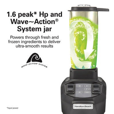 HAMILTON BEACH The Rio® Drink Blender – Stainless Steel (120V) ,1.6 Peak HP, 2 Speeds, Pulse 48oz / 1.4L BPA Free Copolyester Container