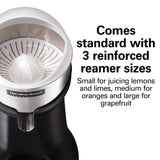 HAMILTON BEACH FreshMark™ Electric Citrus Juicer, 3/8 HP, 3 Reinforced Reamer Sizes, Rubber Collar
