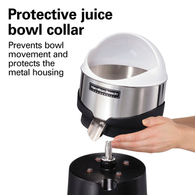 HAMILTON BEACH FreshMark™ Electric Citrus Juicer, 3/8 HP, 3 Reinforced Reamer Sizes, Rubber Collar